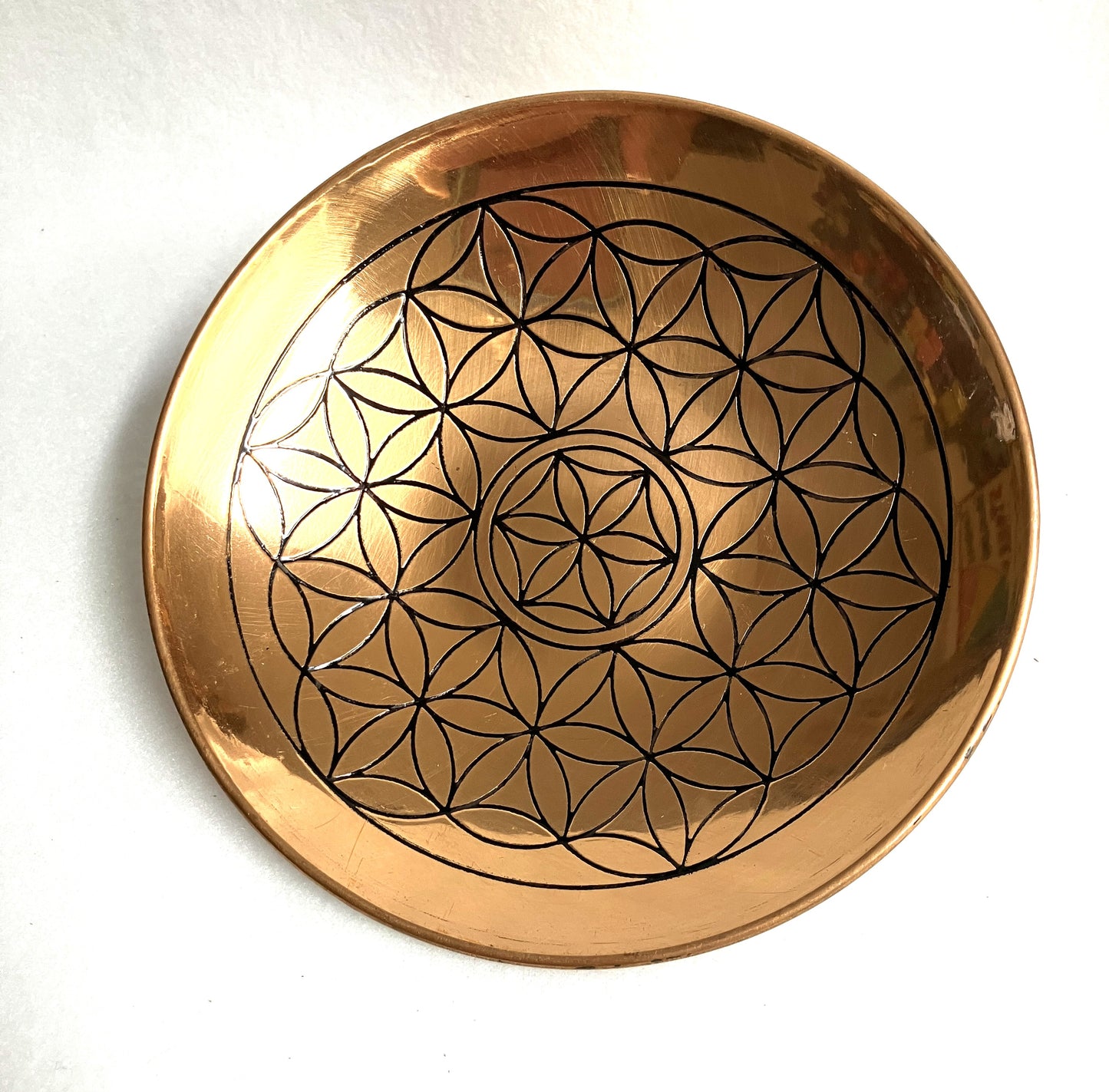 Copper Bowl with Flower of Life Design