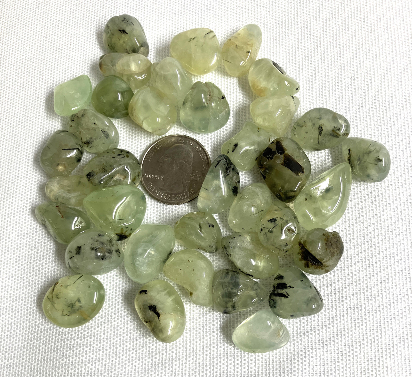 Tumbled Prehnite with Epidote Stones (#77)