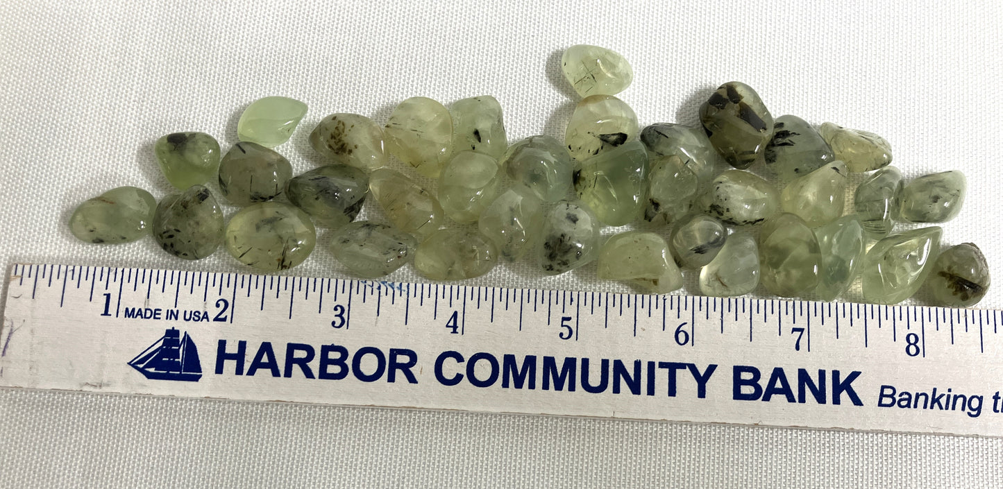 Tumbled Prehnite with Epidote Stones (#77)