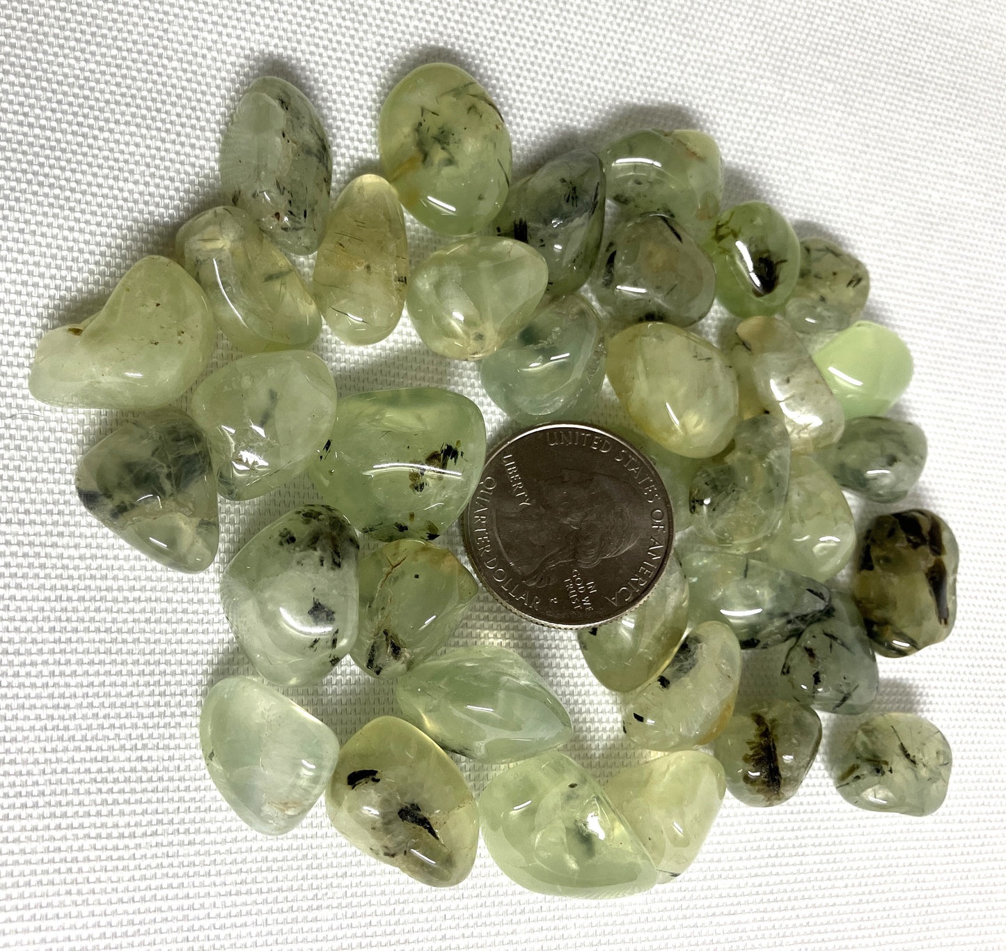 Tumbled Prehnite with Epidote Stones (#77)