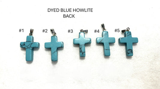 Dyed Blue Howlite Cross