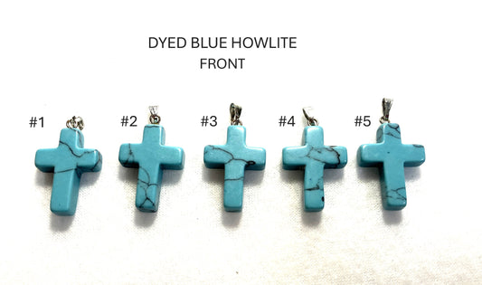 Dyed Blue Howlite Cross